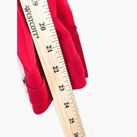 Lucie Brochard Top Womens S Red Silk French Designer Button Down Architectural - Picture 9 of 15